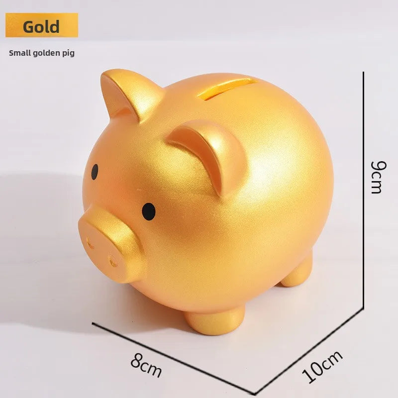 1pcs Shatterproof Golden Pig Coin Bank Rubber Piggy Bank Fortune Symbol for Kids Savings & Home Decoration Oasis Select Small gold
