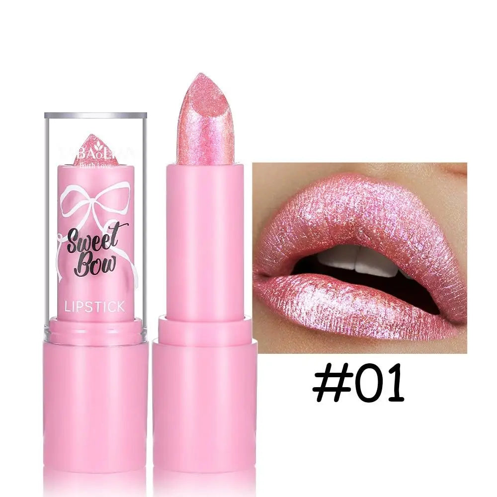 Metallic Pink Glitter Lipstick – Shimmer Long-Lasting Lip Gloss Shimmer Lip Gloss Oasis Select 01
