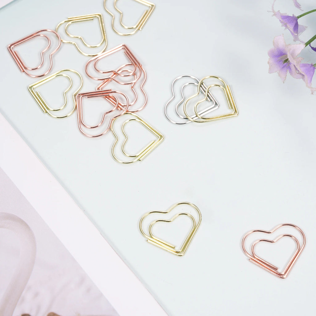 50pcs Paper Clips Gold Heart Paper Clips Small and Cute Love Shaped Paperclips for DIY Craft Scrapbooking Wedding Decoration Oasis Select