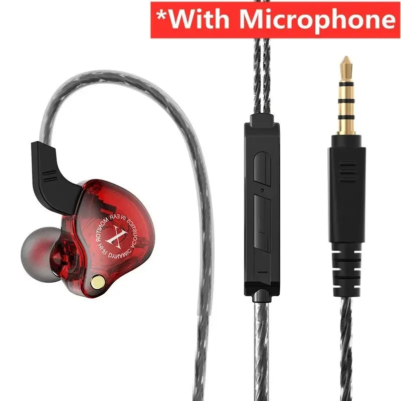 Original X2 Dynamic Wired Earphones HIFI Heavy Bass Earbuds In Ear Gaming Headphones Monitor Sport Noise Cancelling Headset Mic Oasis Select Red with Mic