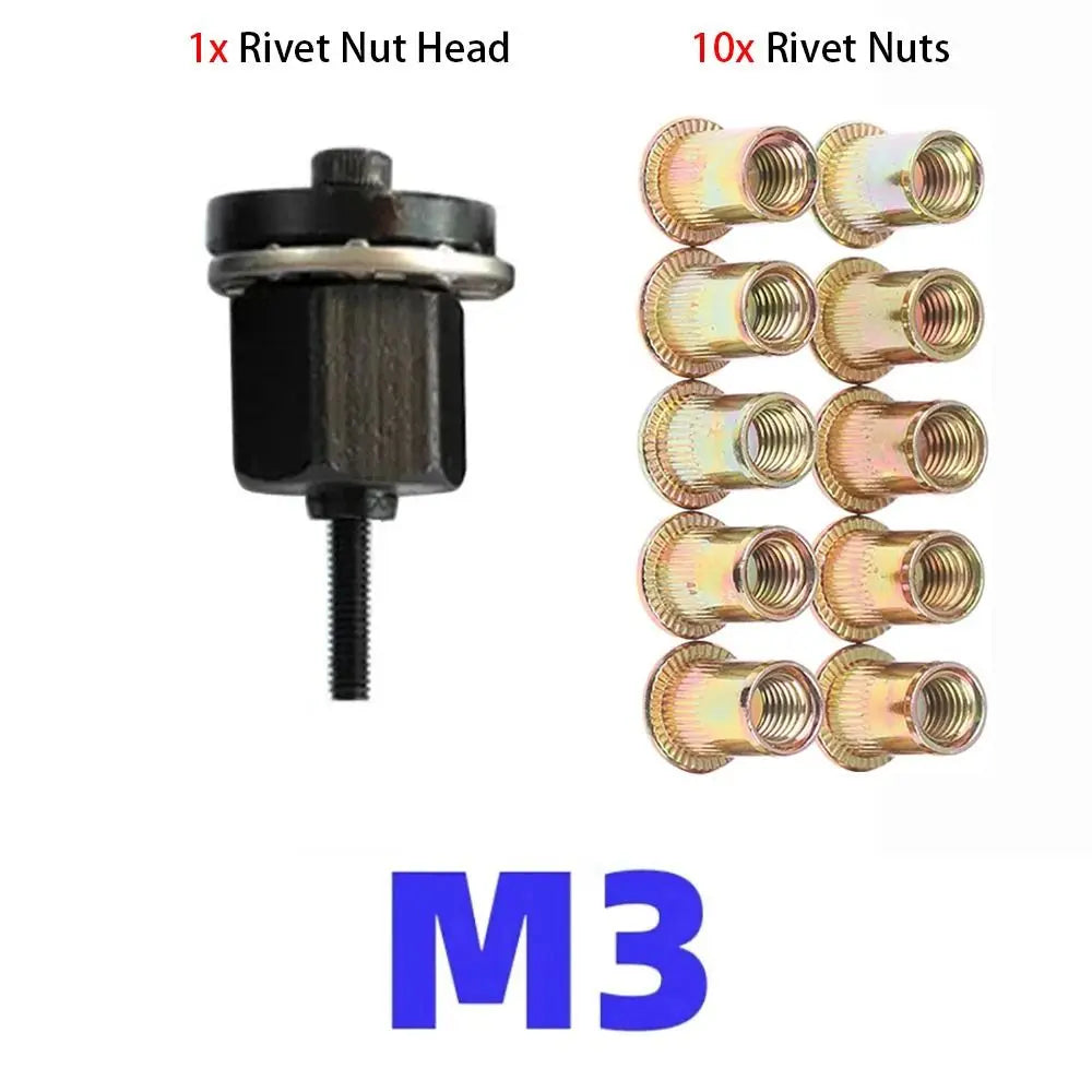 Durable M3 M4 M5 M6 M8 M10 Hand Rivet Nut Mandrel Staple Manual Riveter Tool Manual Riveter Tool Head Rivet Tool Set Oasis Select M3 with 10 Nuts