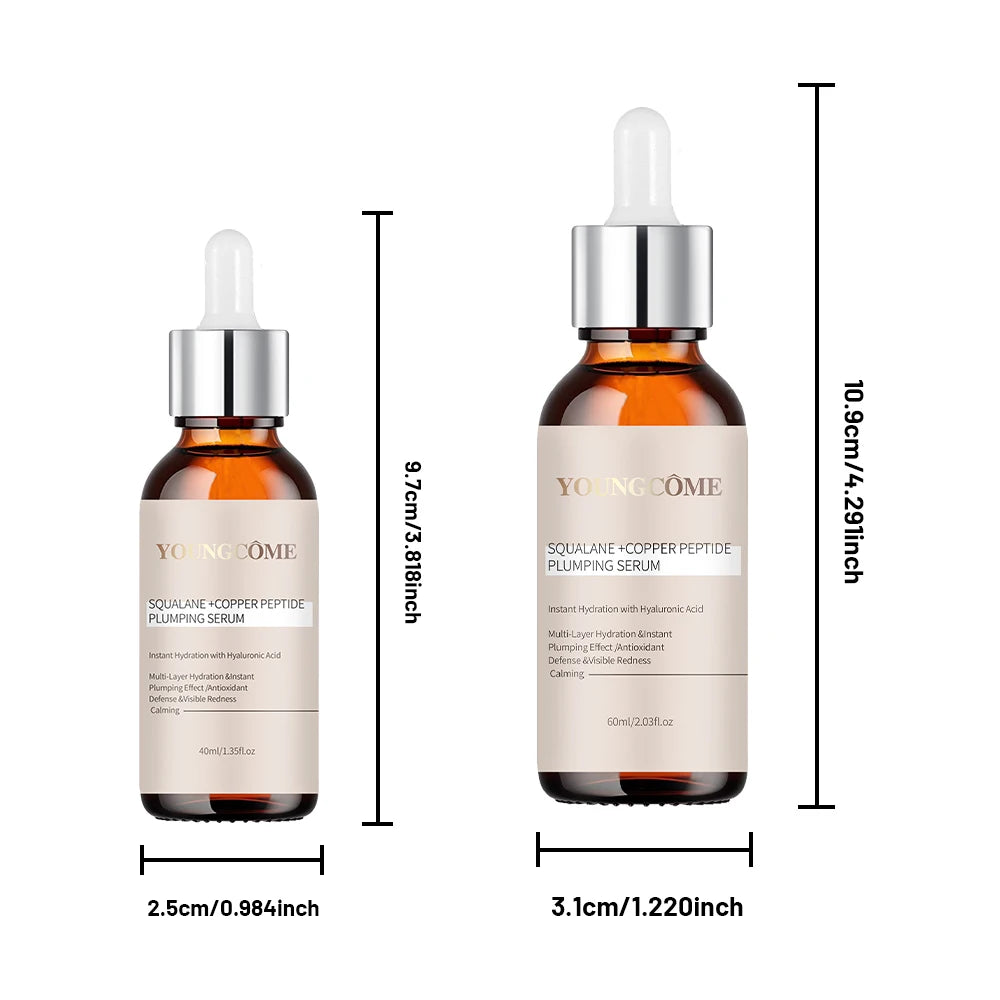 Squalane Copper Peptide Plumping Serum for Face - Hyaluronic Acid Firming Moisturizer - Rapid Hydration Serum for All Skin Types Oasis Select