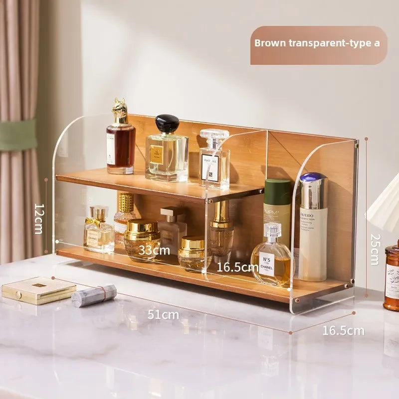 Multi-functional Cosmetics Storage Box Dresser Shelf Skin Care Products Perfume Shelf Desktop Premium Acrylic Storage Shelf Oasis Select Brown transparent A