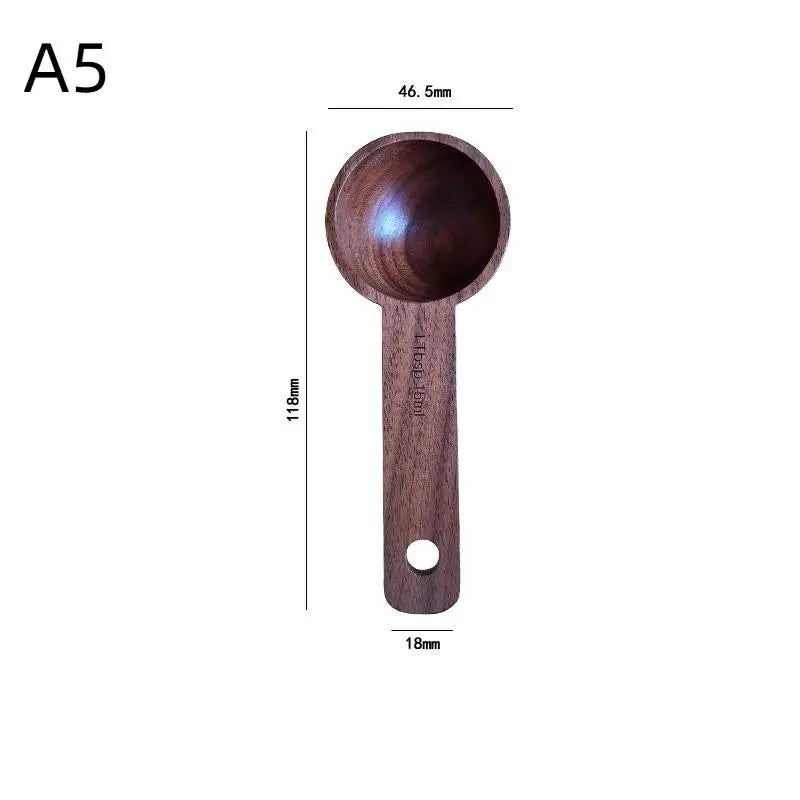 Wooden Measuring Spoon Portable Beech Walnut 7.5-45ML Non-Slip Kitchen Tool for Household Baking Cooking Flour Sugar Measuring Oasis Select A5