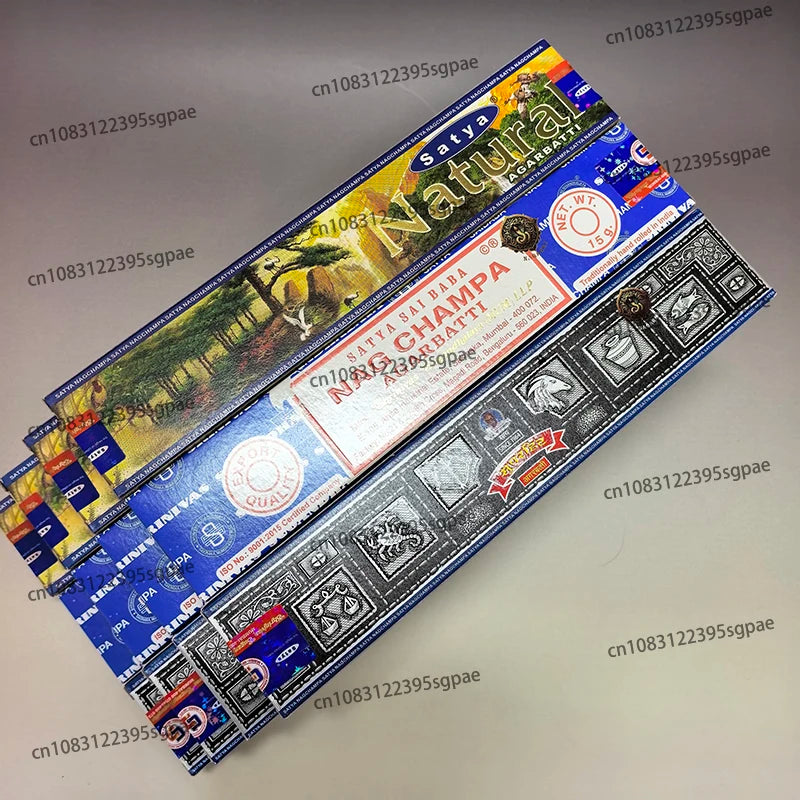12Boxes Satya Origin100% 15g Hand-Rolled Incense Sticks, SANDAL WOOD，MONEY MATRIX，NAGCHAMPA Multiple Flavors for Yoga Meditation Oasis Select Mixed 4N4N4S 12 small boxex