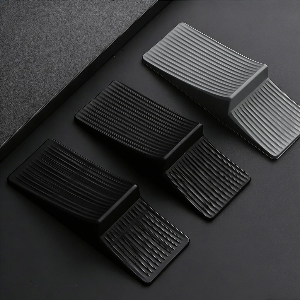 4/5/6 PCS Heavy Duty Rubber Door Stops Black Wedge Door Stoppers for Bottom of Door, Sturdy Non-Slip Floor Protectors, Stackable Oasis Select