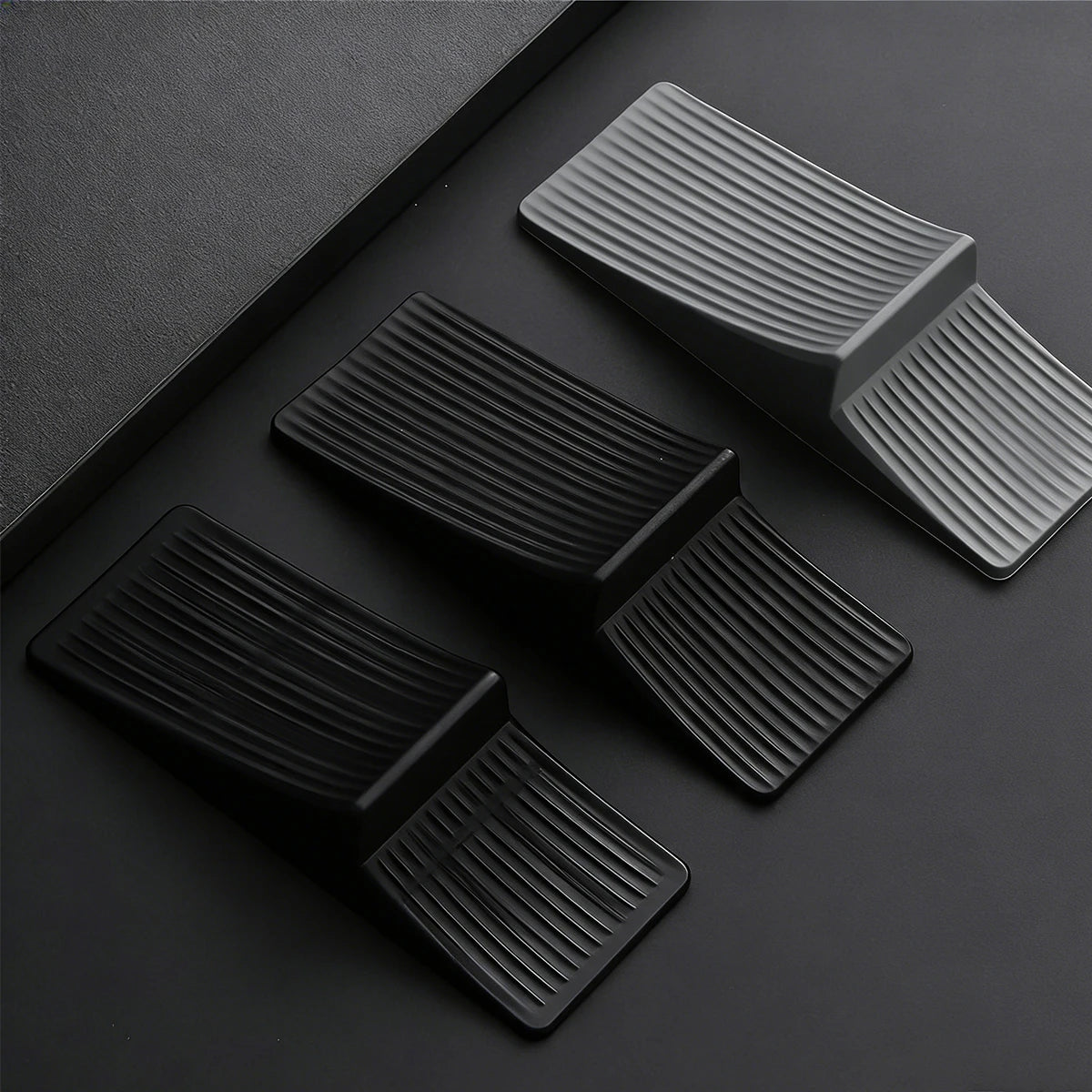 4/5/6 PCS Heavy Duty Rubber Door Stops Black Wedge Door Stoppers for Bottom of Door, Sturdy Non-Slip Floor Protectors, Stackable Oasis Select