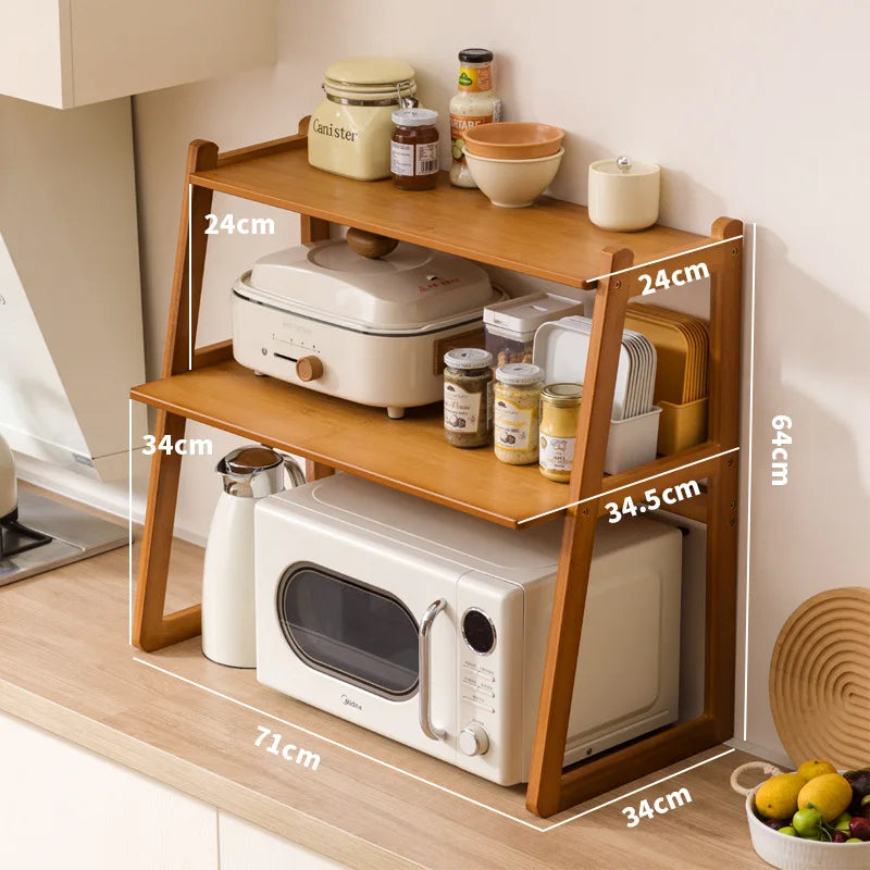 Kitchen Microwave Oven Shelf Household Multi-layer Oven Stand Desktop Countertop Rice Cooker Storage Shelf Oasis Select Brown 71cm