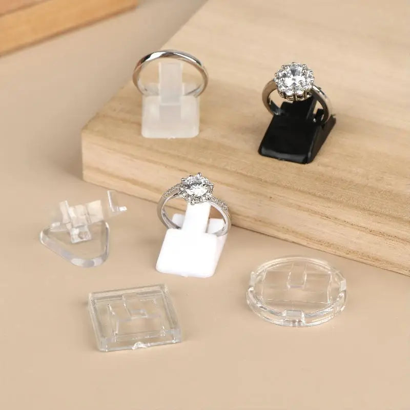 20Pcs Plastic Ring Display Stands, Jewelry Storage Organizer Rack Counter Showcase Decor Holder Oasis Select