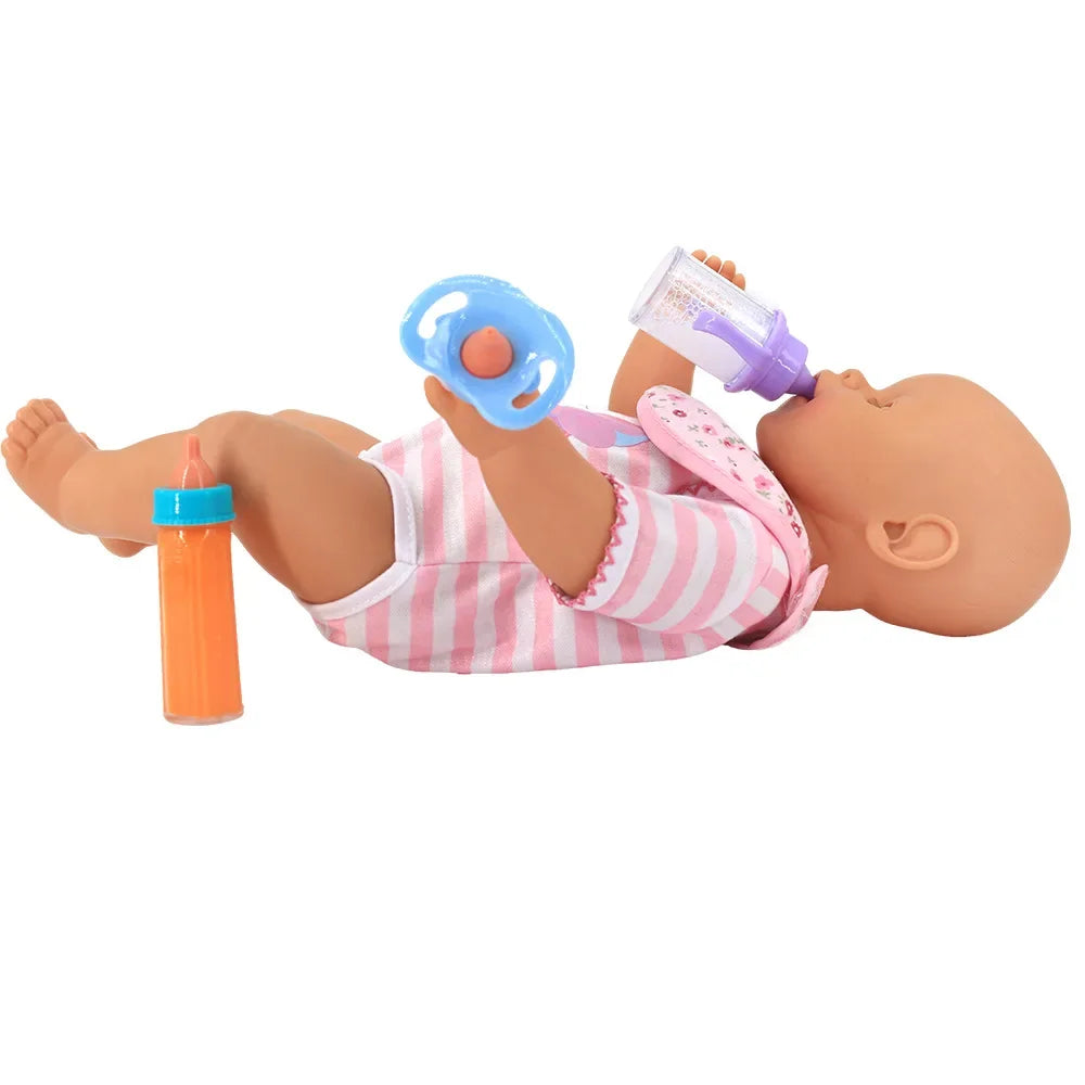 Large size Baby Doll Feeding Bottle Set Baby Care Toy Stroller 2pcs Milk And Juice Bottles With Toy Pacifier For Baby Dolls Oasis Select