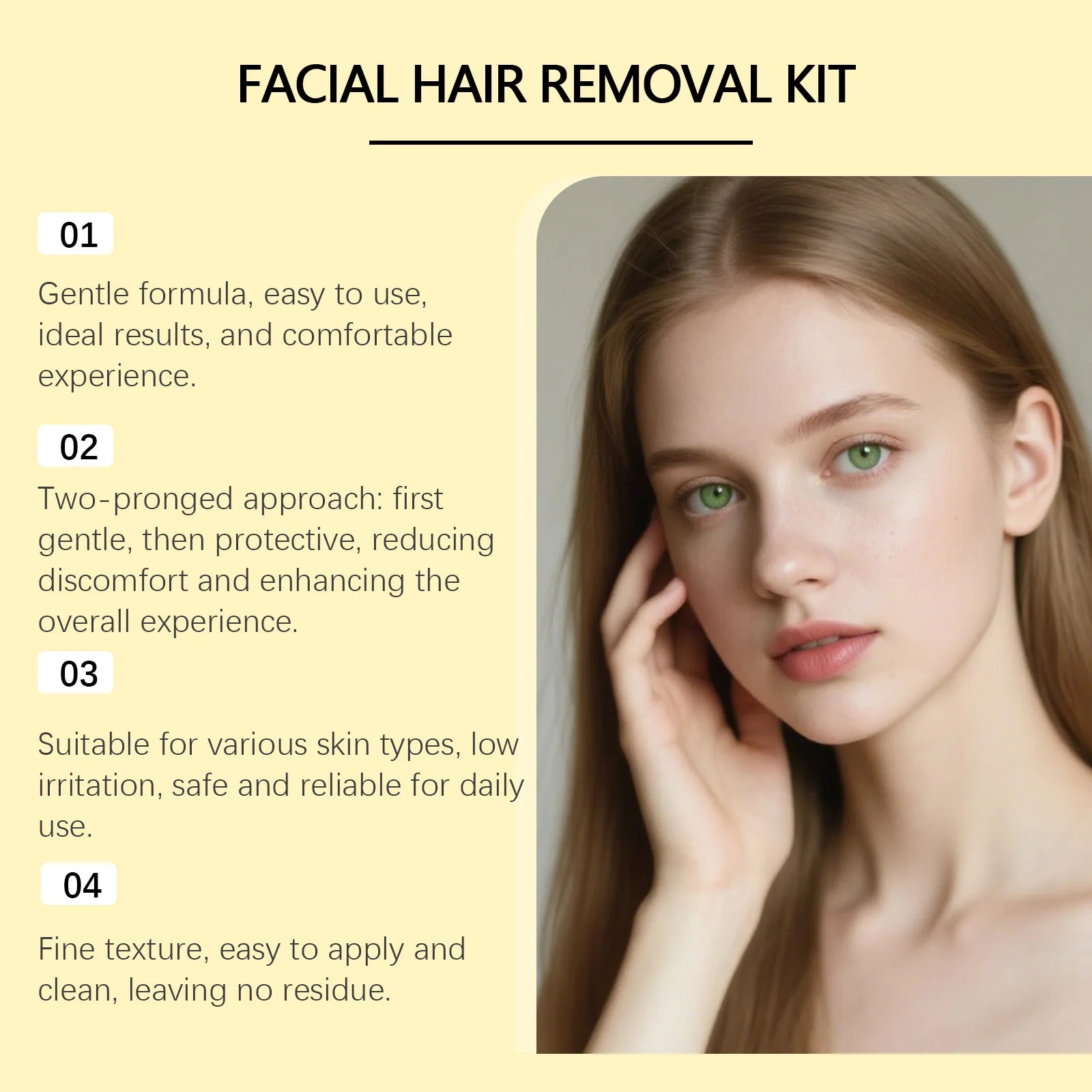 Facial Hair Removal Cream Kit for Women Upper Lip Chin Removes Fine Hair Gentle Depilatory Sensitive Skin Shea Butter 60g Oasis Select