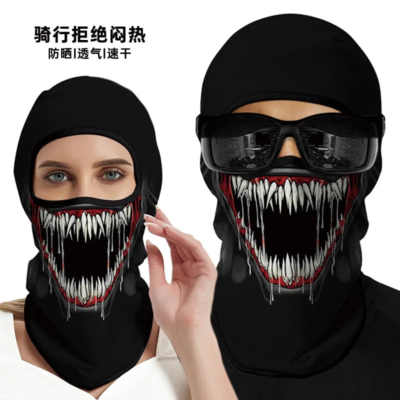3D Funny Mask Motorcycle Face Cover Ski Mask Joker Skull Balaclava Headgear Outdoor Hiking Camping Neck Gaiter Bandana Scarf Men Oasis Select Brown