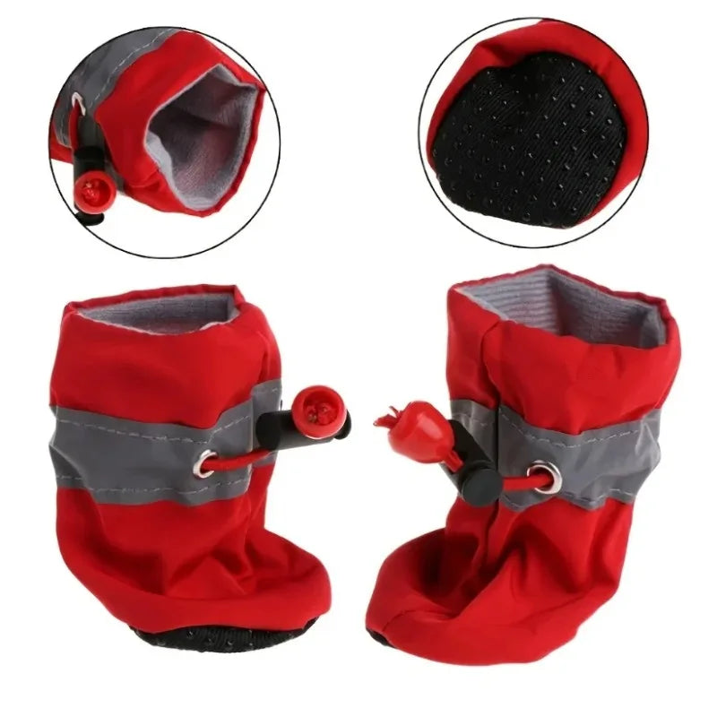4pcs Pet Dog Rain Boots Water-Resistant Shoes for Small Dogs Anti-Slip Paw Protector Outdoor Puppy Booties Keep Paws Dry & Clean Oasis Select