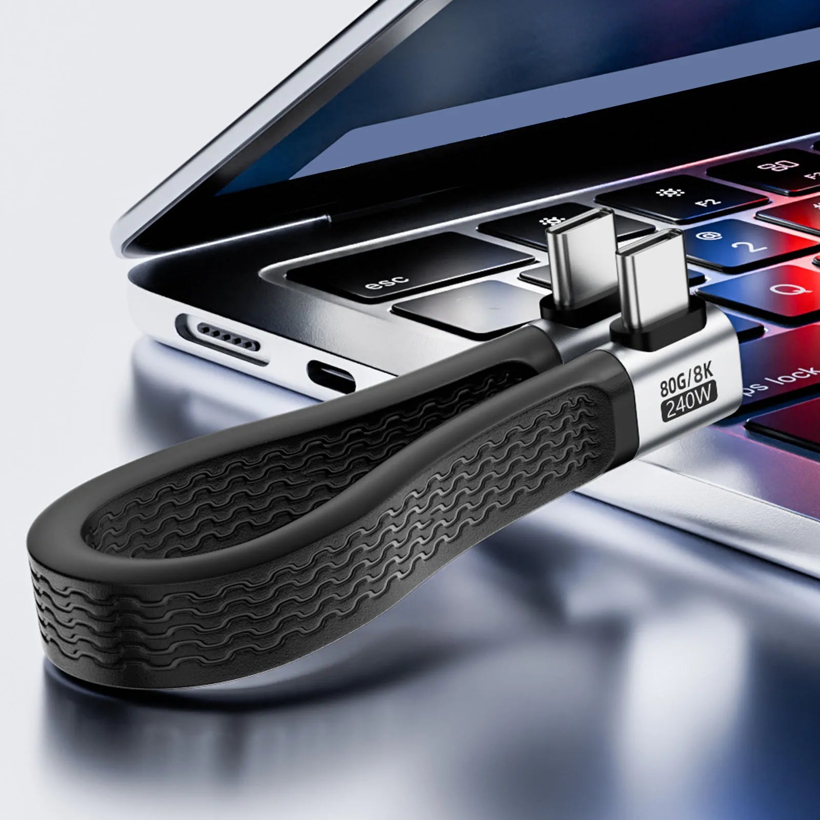 USB4 Type-C Flat Cable 240W 80Gbps 8K 60Hz – 13cm Short USB-C Charging Cable Oasis Select