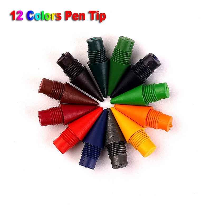 12/24pcs Permanent pencil replaceable refills Infinite pencil graphite nib metal nib inkless pencil eternal replacement head Oasis Select 24pcs Multicolor