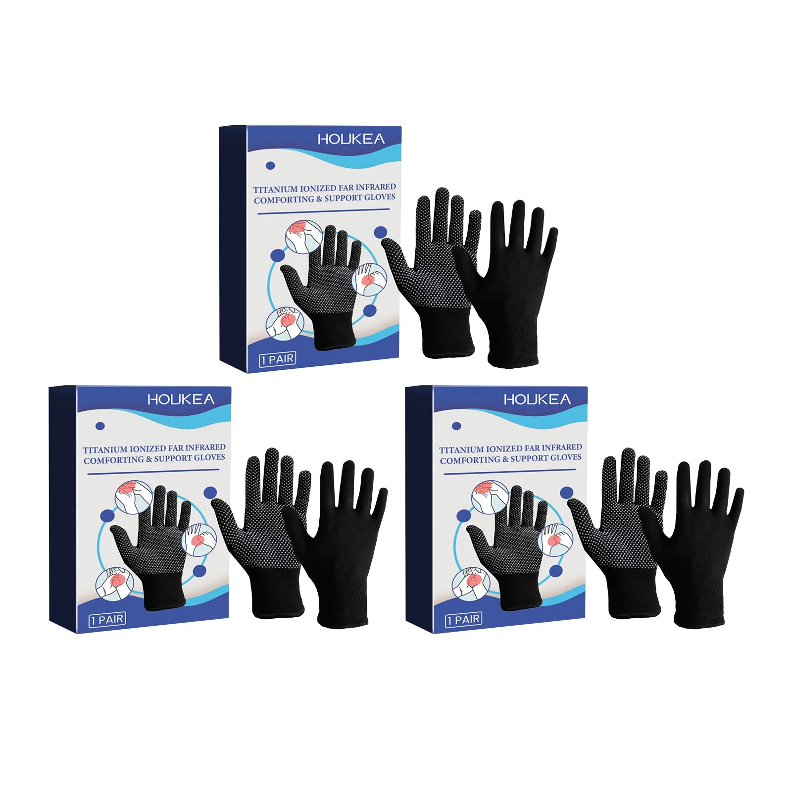 Houkea Hand Joint Pain Relief Care Gloves Wrist Therapy Carpal Treatment Swelling Women Men Daily Compression Arthritis Gloves Oasis Select 3 Pairs