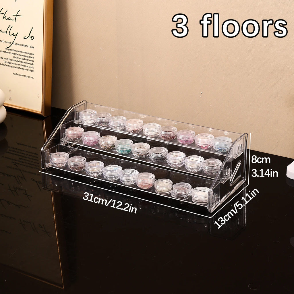 1pc transparent vertical buckle nail polish display stand stepped acrylic perfume lipstick nail polish gel nail polish finisher Oasis Select 3layers-transparent