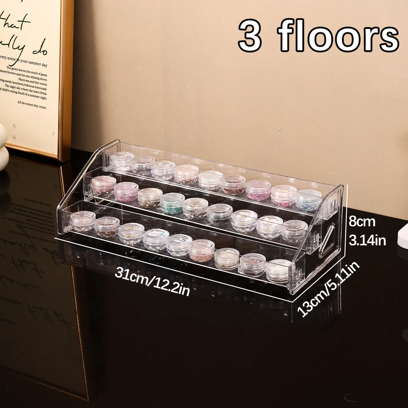 1pc transparent vertical buckle nail polish display stand stepped acrylic perfume lipstick nail polish gel nail polish finisher Oasis Select 3layers-transparent