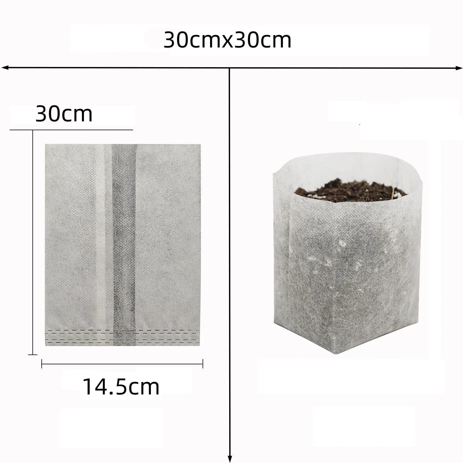 100-Pack Biodegradable Nursery Grow Bags | Non-Woven Fabric Pots