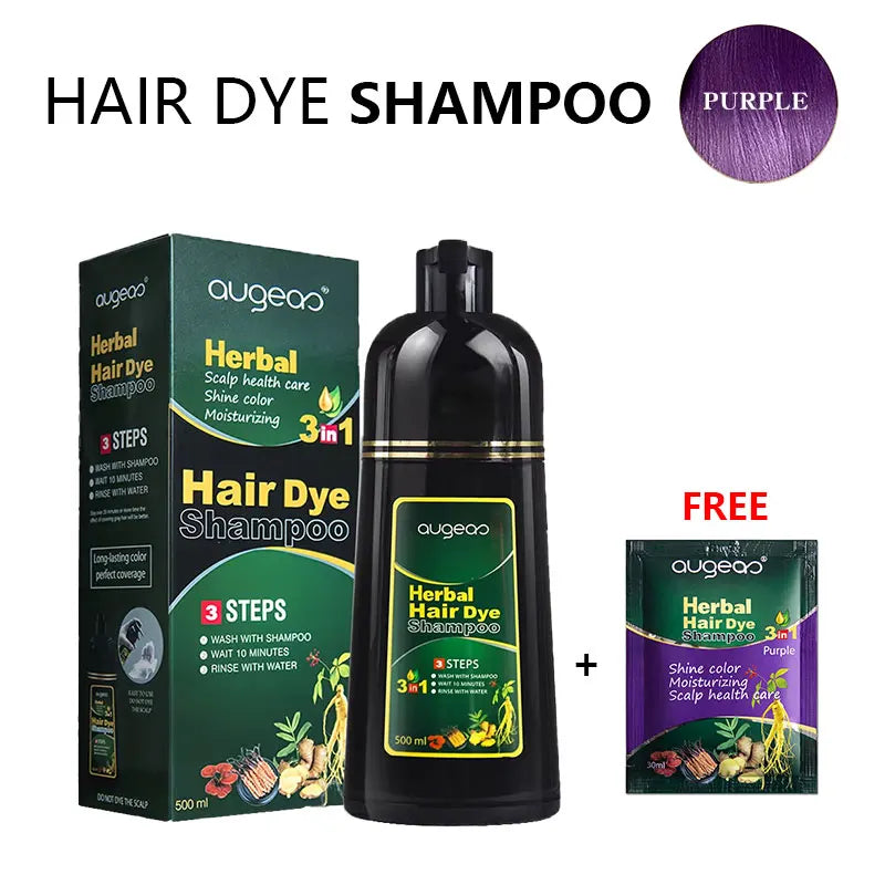 Herbal Plant Hair Dye Shampoo – 6 Colors, Grey Coverage Hair Dye Shampoo Oasis Select 500ml Purple
