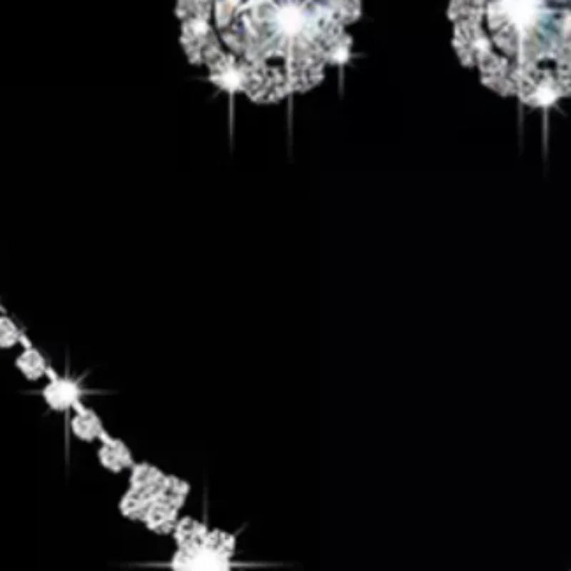 Vintage Crystal Waterdrop Pendant Necklace Earrings Silver Wedding Jewelry Set Oasis Select Default Title