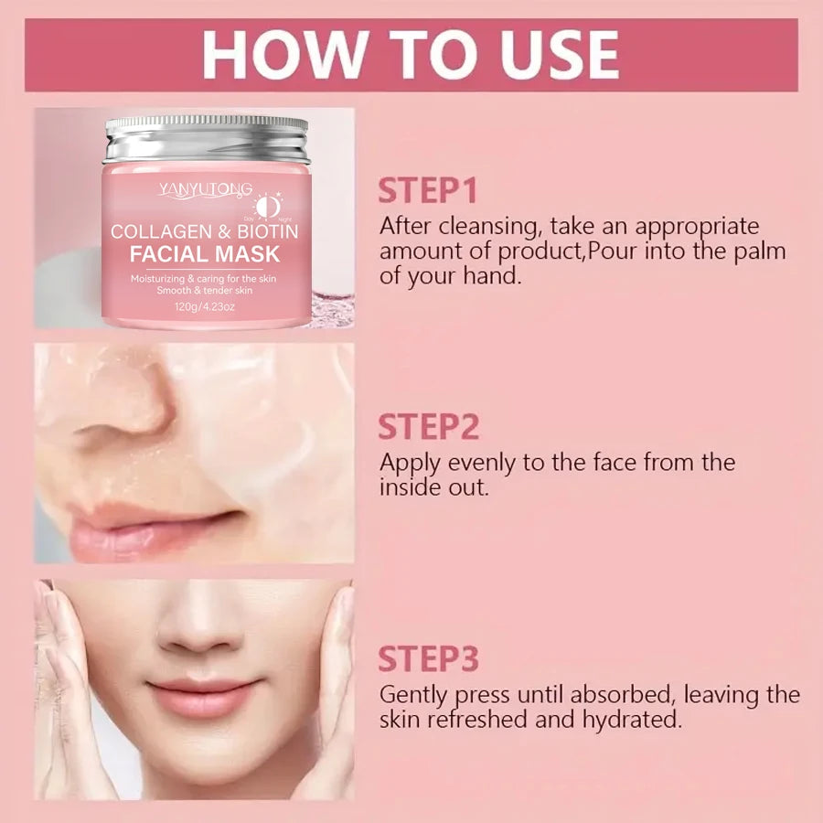 Collagen Peel Mask, Biotin Collagen Wrap Mask Day and Night, Deep Hydration, Night Care Mask Cream. Oasis Select