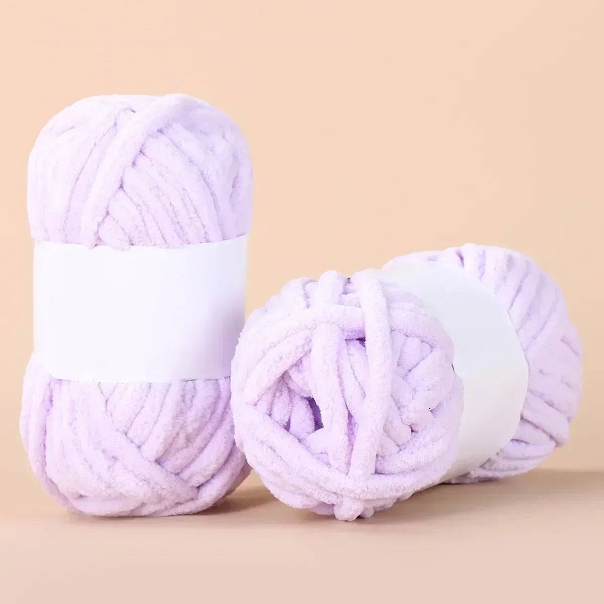 DIY Handmade Chenille Wool Yarn Balls Soft Fluffy Knitting Materials Set with Needles for Scarf Hat Sweater Craft Project Oasis Select 06 Light Purple