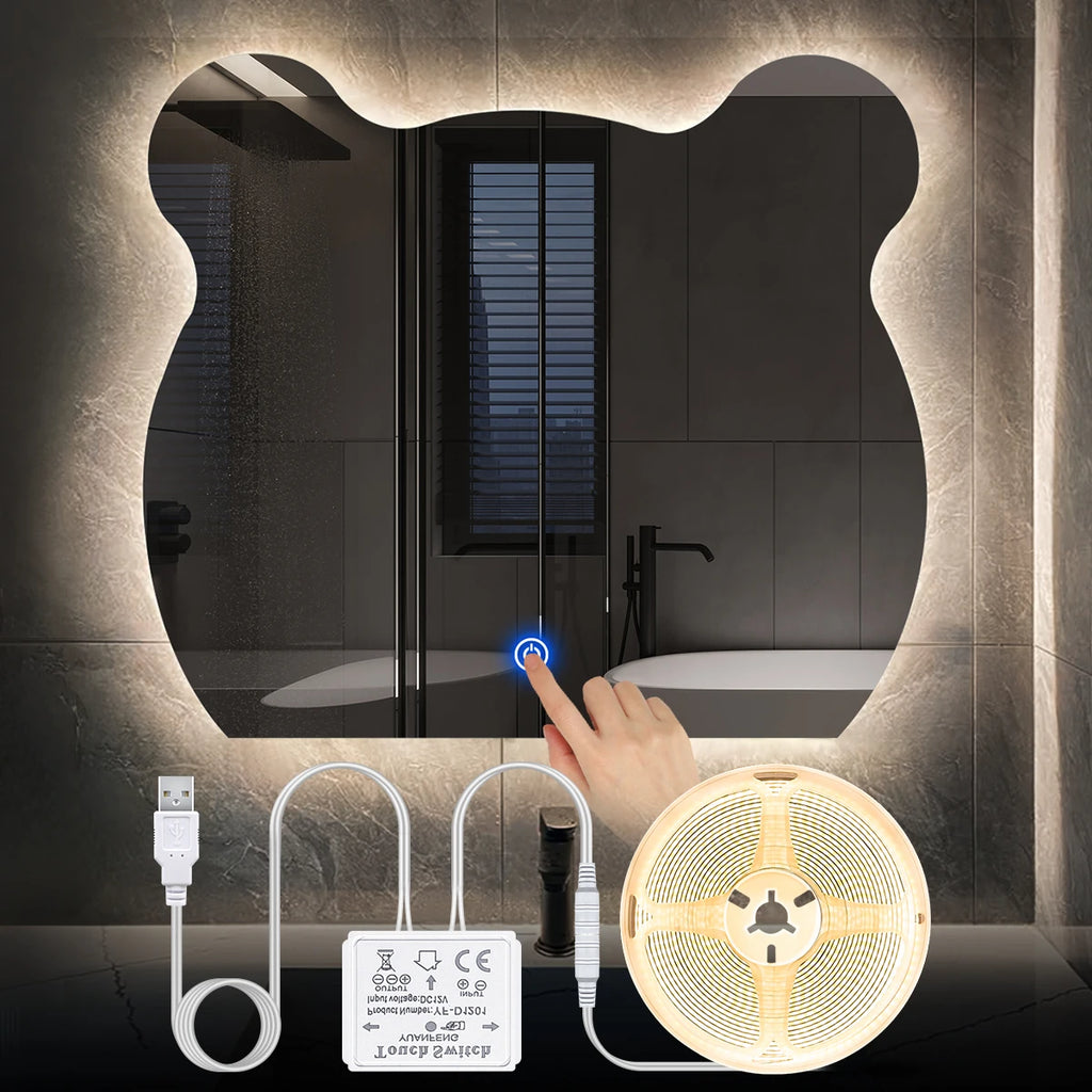 1M/3M/5M LED Bathroom Mirror Backlight Lighting USB 5V COB LED Strip Light Penetrable Mirror Touch Sensor Dimmer Vanity Lights Oasis Select
