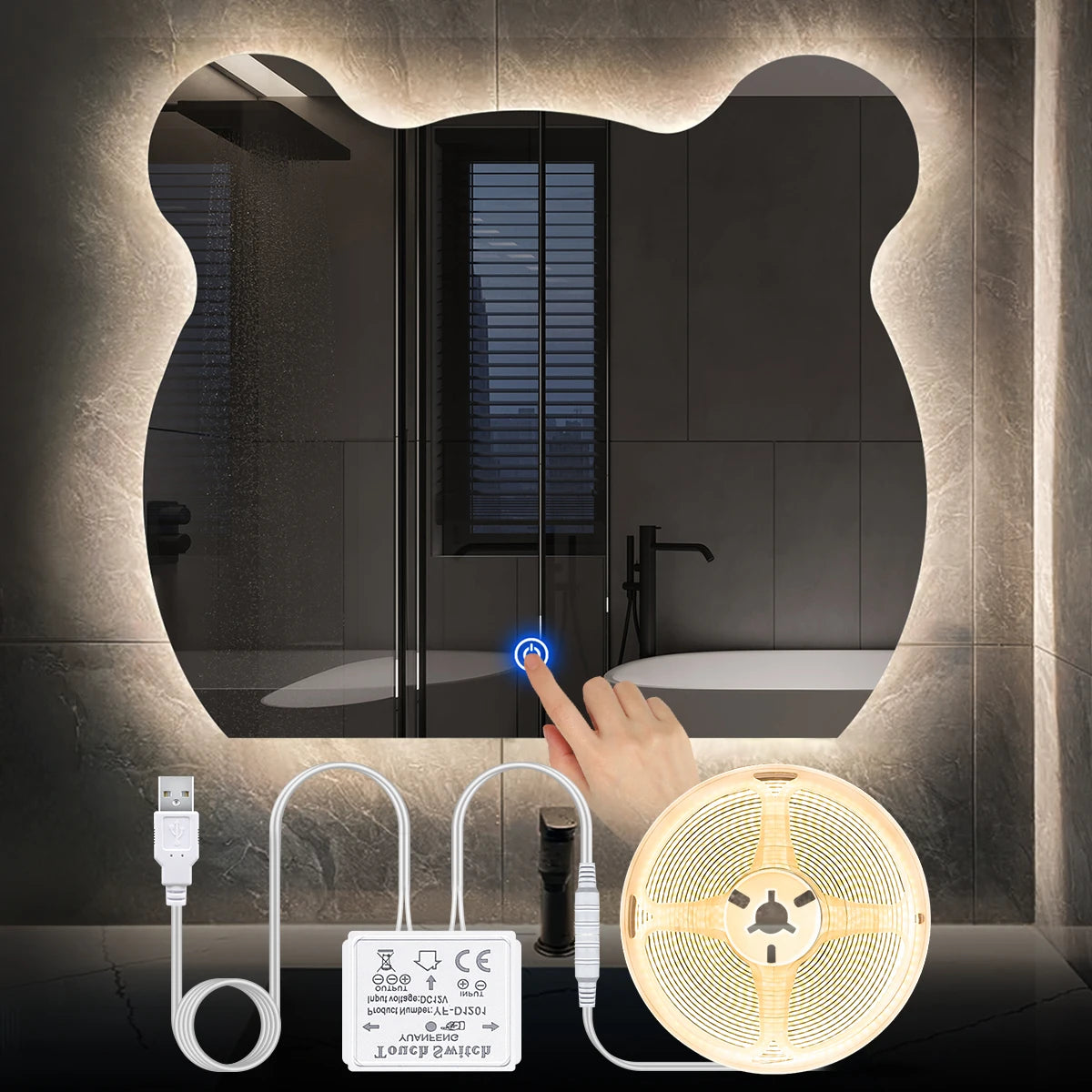 1M/3M/5M LED Bathroom Mirror Backlight Lighting USB 5V COB LED Strip Light Penetrable Mirror Touch Sensor Dimmer Vanity Lights Oasis Select