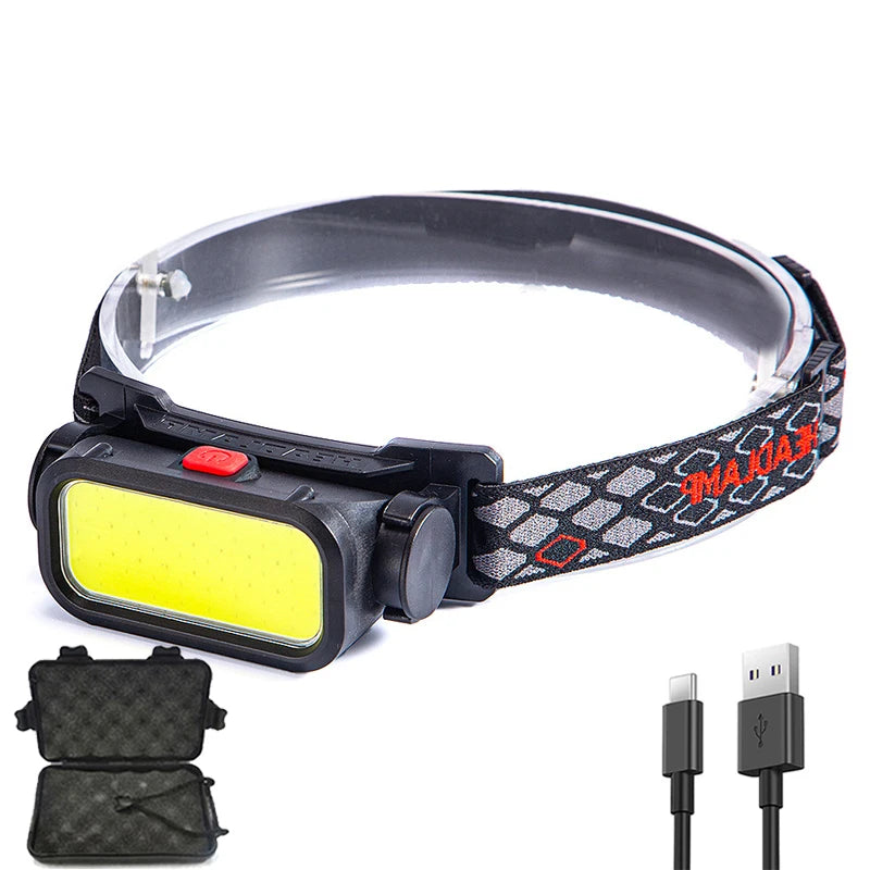 Powerful COB LED Headlamp USB Rechargeable 4 Modes Lighting Head Flashlight With 18650 Built in Battery Camping Fishing Lantern Oasis Select package C