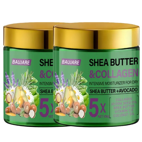 Shea Butter & Collagen Face Cream – Dry Skin Moisturizer Face & Body Cream Oasis Select green 100g