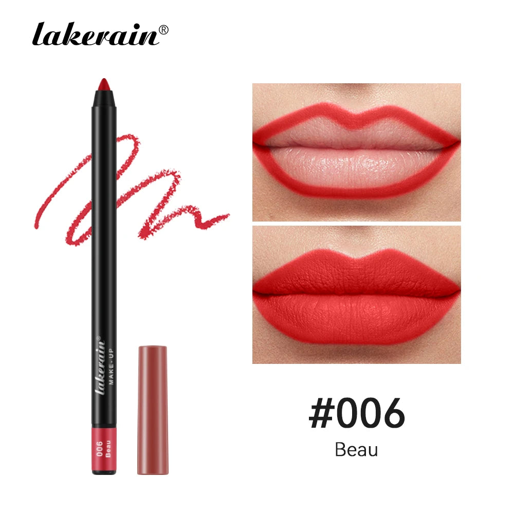 12 Colors Matte Lipliner Pencil Red Contour Tint Lipstick Waterproof Long Lasting Non-stick Cup Moisturising Lips Makeup Oasis Select 6 Beau