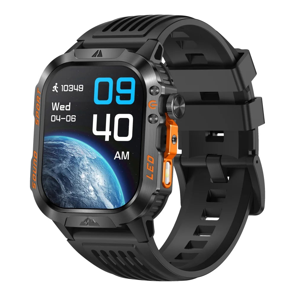 1200mAh Smartwatch Compass Health Smart Watch Men IP68 Waterproof Outdoor Sports Curved HD Screen BT Call LED Flashlight Clock Oasis Select BKBKS