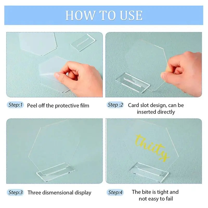 LIKE WISH 18 PCS DIY Clear Table Name Cards Numbers Hexagon Table With Holder Sublimation For Party Decoration Oasis Select