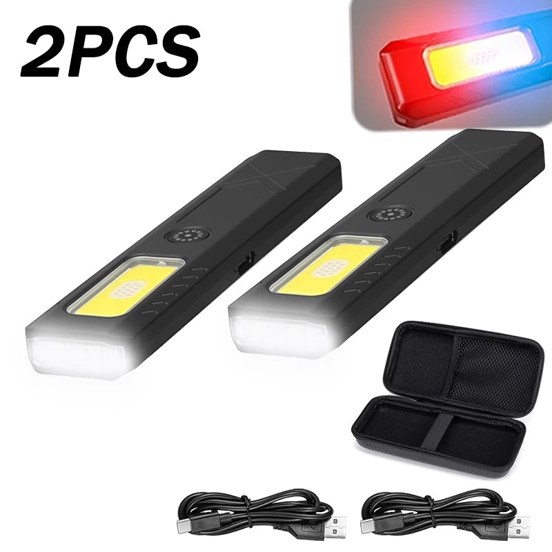 Mini EDC Flashlight USB Rechargeable – COB+LED, 6 Modes, Clip