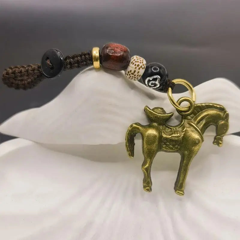 2026 Chinese Zodiac Horse Copper Feng Shui Lucky Pendant Keychain Pendant Keychain Charm Oasis Select A1