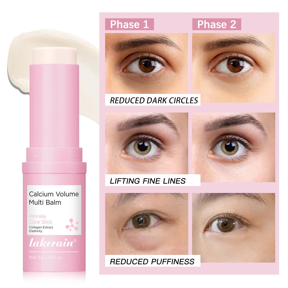 Calcium Collagen Vitamin D Eye Stick Balm Tightens Skin Care Anti Aging Anti Dark Circle Reduces Eye Bags Wrinkles Tear Trough Oasis Select