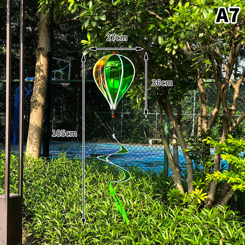 Hot Air Balloon Spinners Plastic Color-changing Film Wind Spinners Striped Tie Dye Rainbow Colors Rotating Windmill Pinwheels Oasis Select 6inch A7