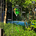 Hot Air Balloon Spinners Plastic Color-changing Film Wind Spinners Striped Tie Dye Rainbow Colors Rotating Windmill Pinwheels Oasis Select 6inch A7