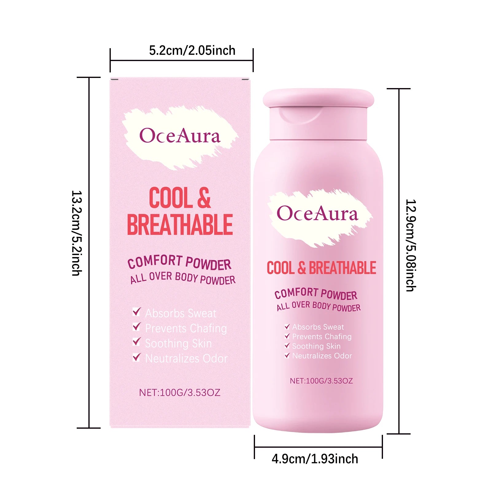 Talc-Free Comfort Powder All Over Body Powder Moisture Absorbing & Friction Reducing Keeps Skin Smooth & Fresh Body Powder Oasis Select