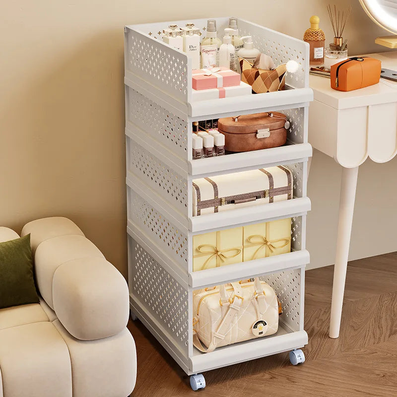 Drawer type clothes clothing storage box foldable pull-out wardrobe layered baffle pull basket layered pants storage box Oasis Select