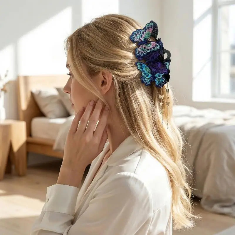 Chinese Butterfly Hair Claw Clip – Floral Tassel Hanfu Style Hair Claw Clip Oasis Select