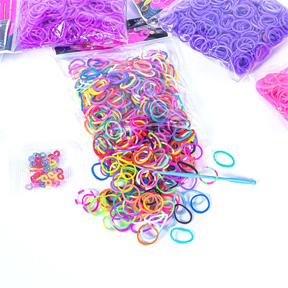 600pcs Loom Rubber Bands Kit Bracelet Making Kit for Kids Elastic Weaving Lacing DIY Crafting Gift Girl Oasis Select