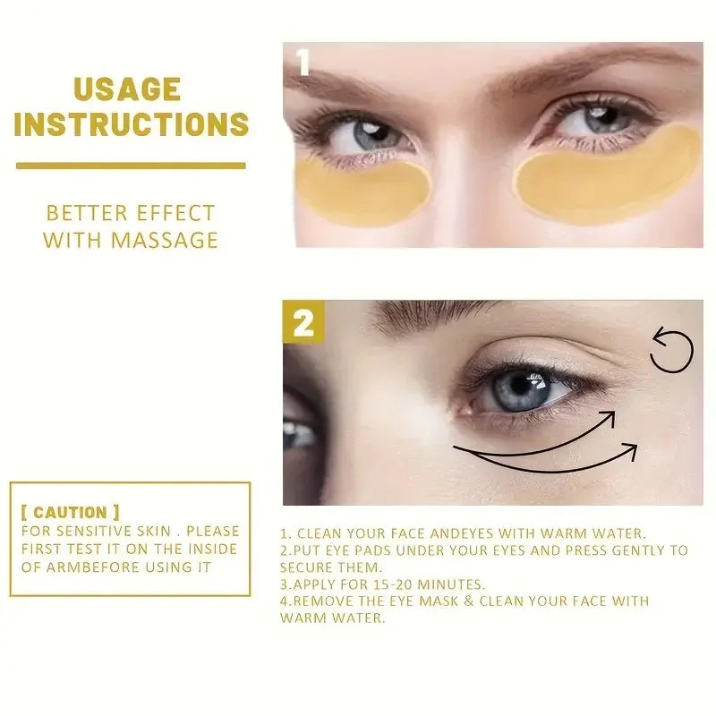 24K Gold Collagen Eye Mask Anti Dark Circles Eyes Bags Moisturizing Anti-Wrinkles Eye Patches Eyes Skin Care Products Oasis Select