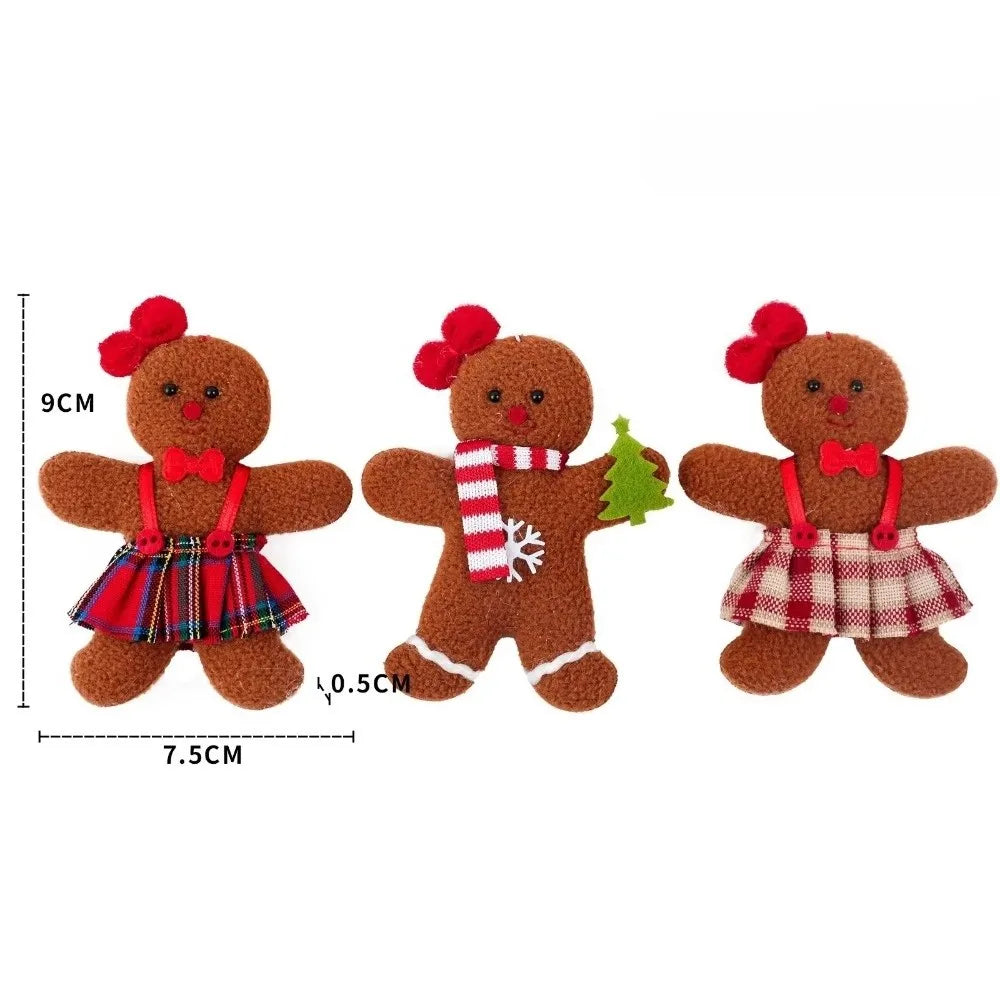 Gingerbread Man Christmas Tree Ornaments – Set of 3 Pendants