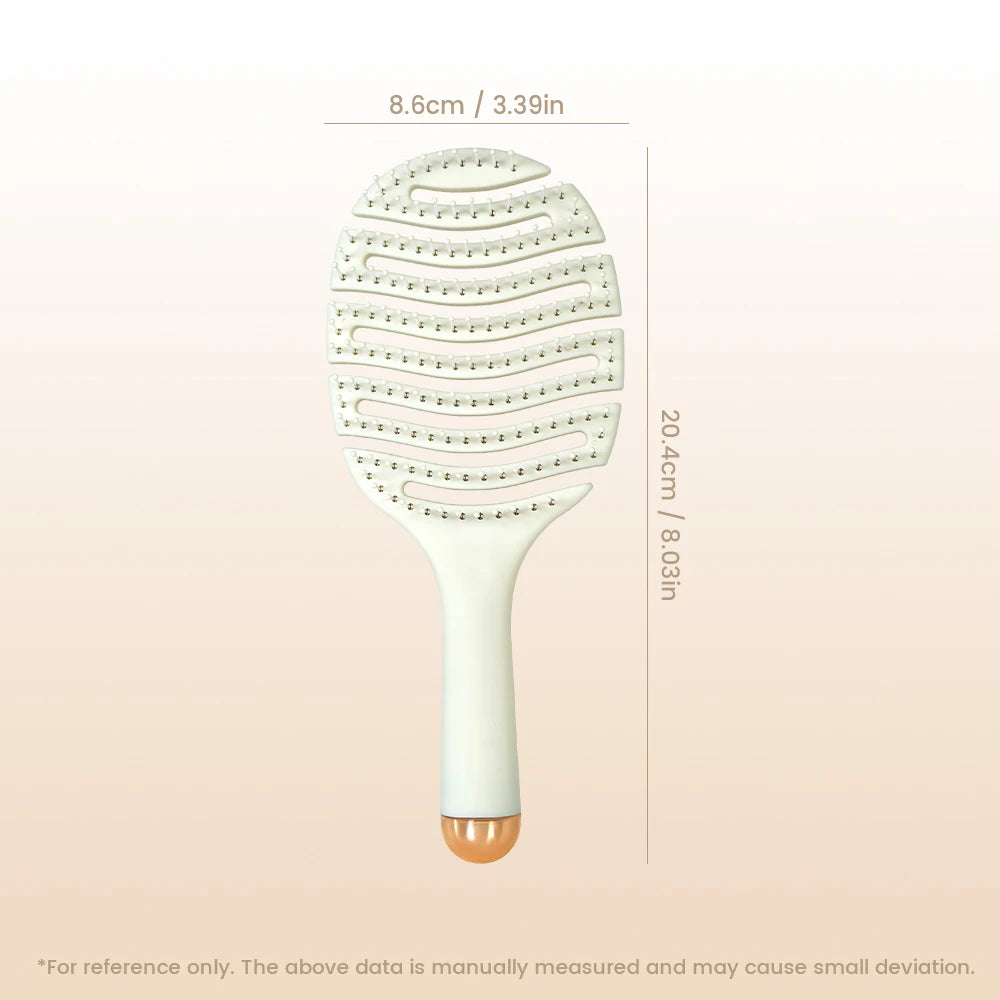 Creamy Hollow Wave Hair Brush - Flexible Vent Design, Round-Tip Bristles for Scalp Massage & Fast Detangling Oasis Select