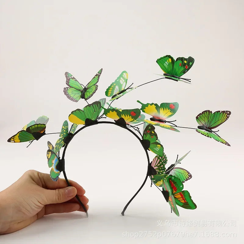 Womens Fairy Wreath Headband with Butterfly Jewelry Flower Garland Hair Band for Wedding Party Bridal Hair Accessory Oasis Select Green