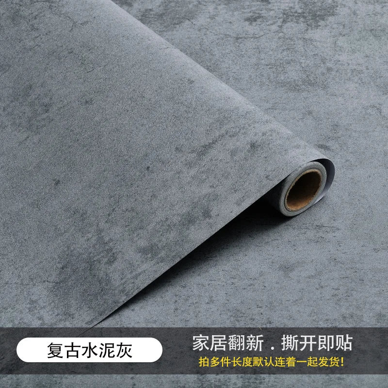 Self-adhesive Wall Paper Wall Waterproof Wear-resistant Retrofit Decorative Background Wall Ground Stickers Room Decoration Oasis Select Vintage cement gray 40cm x 100cm