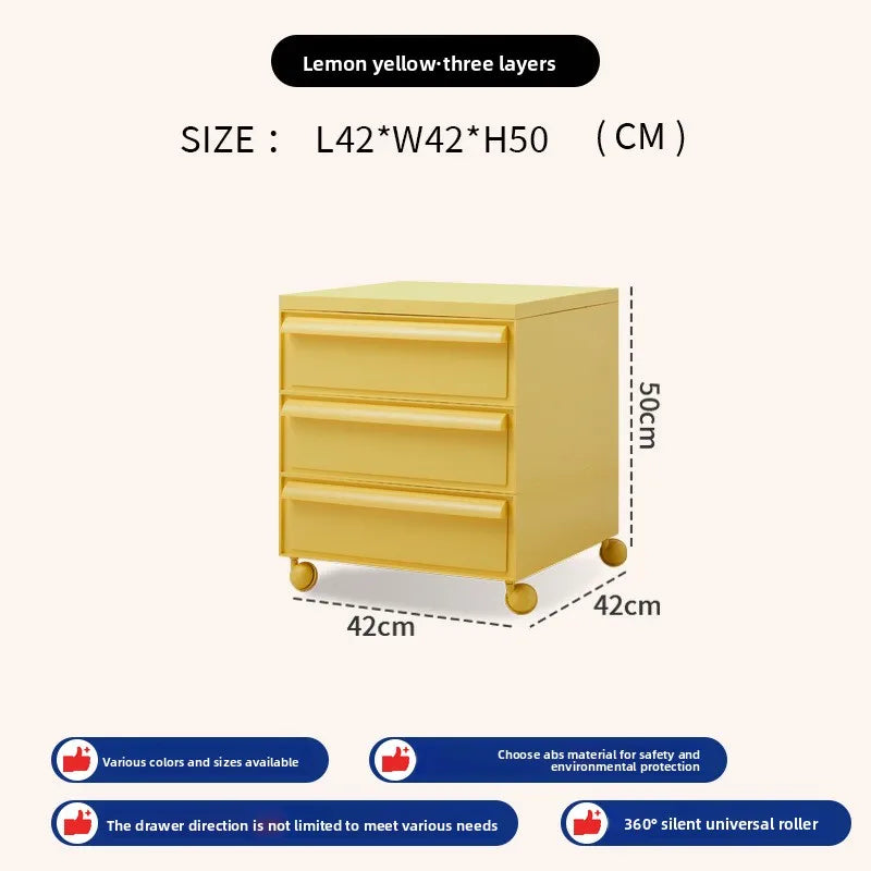 Removable panda cabinet medieval bedside table ins plastic multi-layer storage cabinet bedroom simple locker Oasis Select yellow 3 layers
