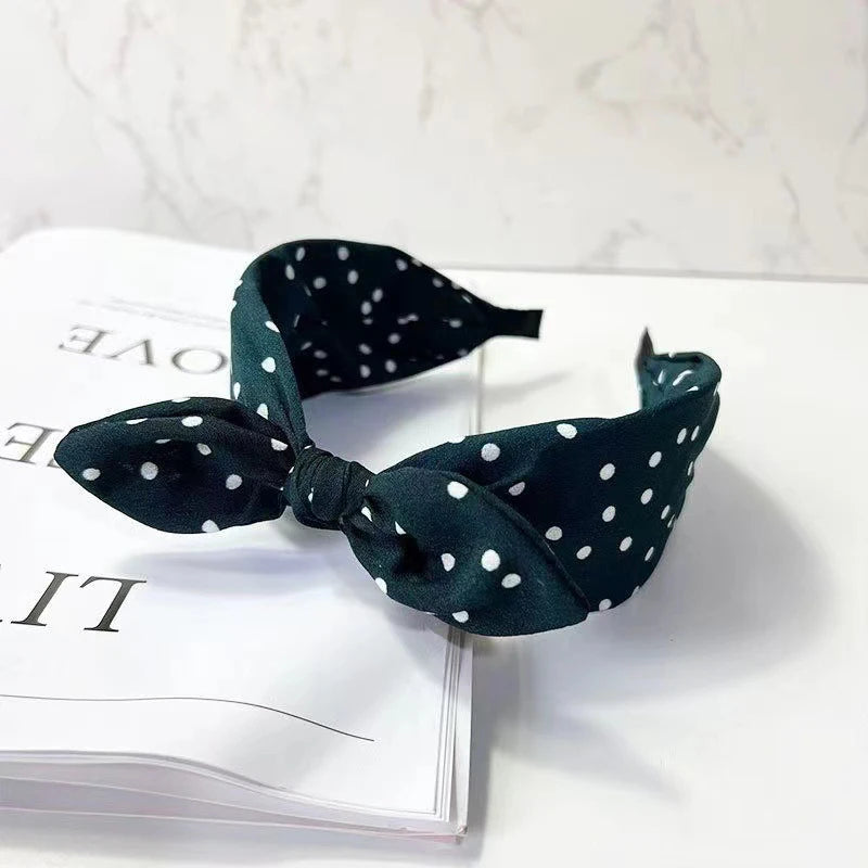 Polka Dot Bow Headband – Non-Slip Hair Hoop for Women & Girls Hair Headband Oasis Select green